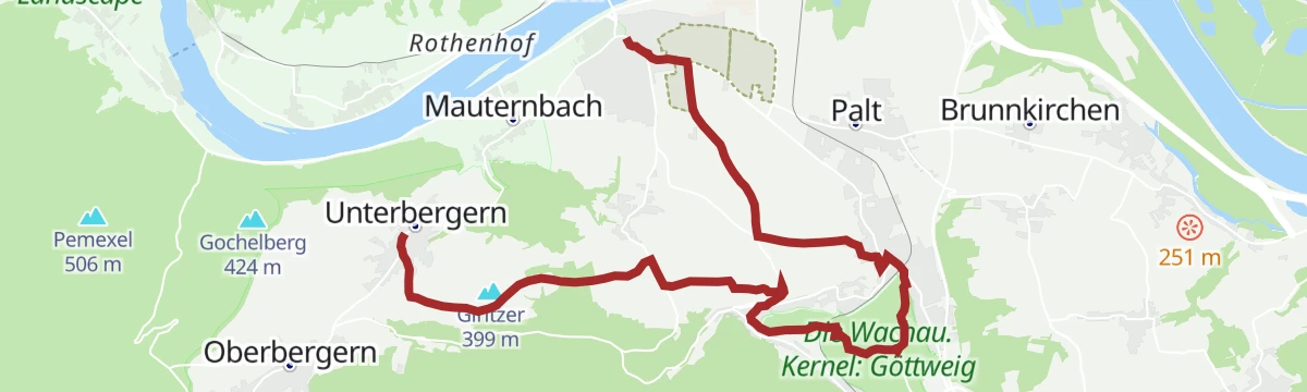 Route map: Welterbesteig Wachau 13: Unterbergern-Mautern